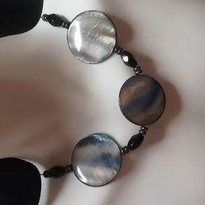 Abalone shell with black beads necklace